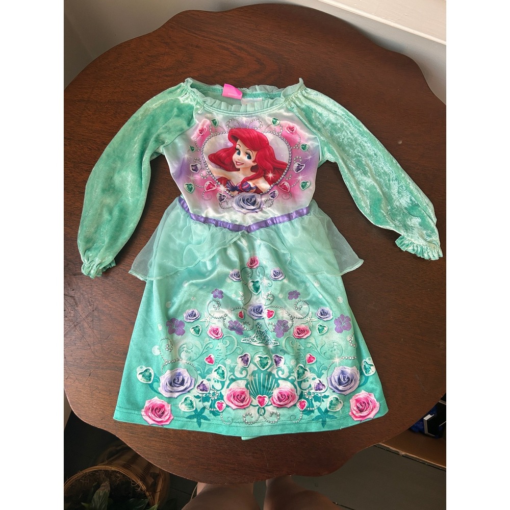 Disney Princess Ariel The Little Mermaid Nightgown 24M Green Velvet Gown